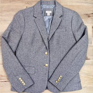 J. Crew Gray Wool Blend Blazer with Gold Buttons